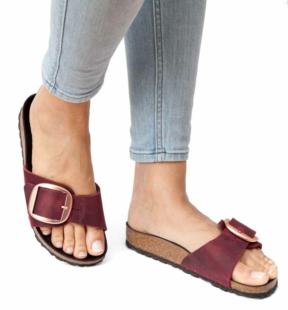 birkenstock big buckle burgundy